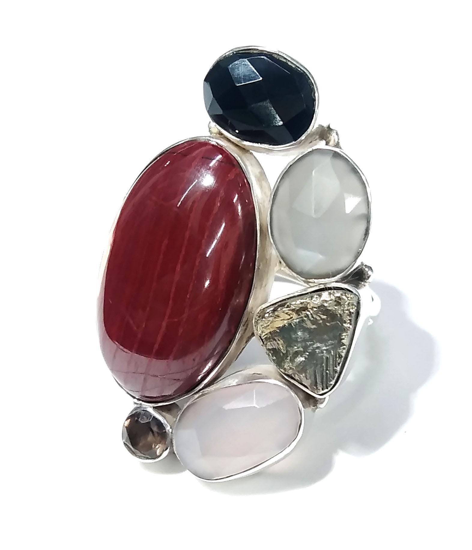 ALL Natural Multi Gemstone Rings, Solid 925 Starling Silver Jewelry, Handmade Making Multi Stone Ring, For Girls & Women, Wedding Gift Etc.